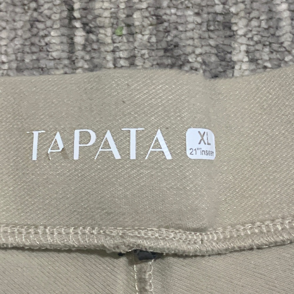 TAPATA Wide Leg Crop Pants Split Hem Pull On Casual Khaki XL - Picture 3 of 10